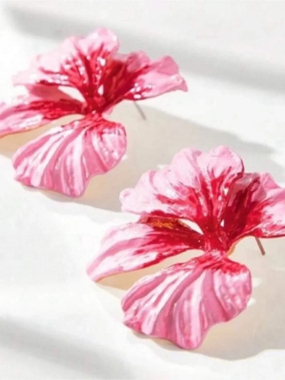New! Costa Pink Flower Statement Earrings (1017) NWOT